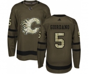 Calgary Flames #5 Mark Giordano Authentic Green Salute to Service Hockey Jersey