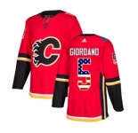 Calgary Flames #5 Mark Giordano Authentic Red USA Flag Fashion Hockey Jersey