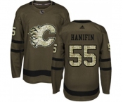 Calgary Flames #55 Noah Hanifin Authentic Green Salute to Service Hockey Jersey