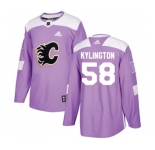 Calgary Flames #58 Oliver Kylington Authentic Purple Fights Cancer Practice Hockey Jersey