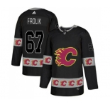 Calgary Flames #67 Michael Frolik Authentic Black Team Logo Fashion Hockey Jersey