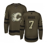 Calgary Flames #7 TJ Brodie Authentic Green Salute to Service Hockey Jersey