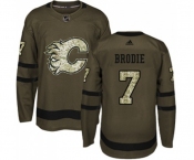 Calgary Flames #7 TJ Brodie Authentic Green Salute to Service Hockey Jersey