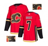 Calgary Flames #7 TJ Brodie Authentic Red Fashion Gold Hockey Jersey