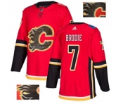 Calgary Flames #7 TJ Brodie Authentic Red Fashion Gold Hockey Jersey
