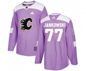 Calgary Flames #77 Mark Jankowski Authentic Purple Fights Cancer Practice Hockey Jersey