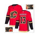 Men Adidas Calgary Flames #13 Johnny Gaudreau Red Home Authentic Fashion Gold Stitched NHL Jersey