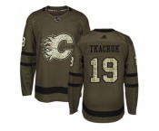 Men Adidas Calgary Flames #19 Matthew Tkachuk Green Salute to Service Stitched NHL Jersey