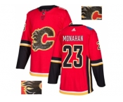 Men Adidas Calgary Flames #23 Sean Monahan Red Home Authentic Fashion Gold Stitched NHL Jersey