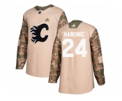 Men Adidas Calgary Flames #24 Travis Hamonic Camo Authentic 2017 Veterans Day Stitched NHL Jersey