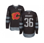 Men Adidas Calgary Flames #36 Troy Brouwer Black 1917-2017 100th Anniversary Stitched NHL Jersey
