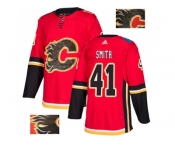 Men Adidas Calgary Flames #41 Mike Smith Red Home Authentic Fashion Gold Stitched NHL Jersey