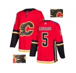 Men Adidas Calgary Flames #5 Mark Giordano Red Home Authentic Fashion Gold Stitched NHL Jersey