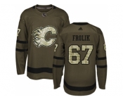 Men Adidas Calgary Flames #67 Michael Frolik Green Salute to Service Stitched NHL Jersey