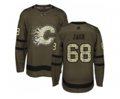 Men Adidas Calgary Flames #68 Jaromir Jagr Green Salute to Service Stitched NHL Jersey