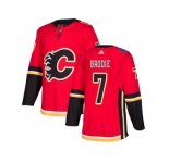 Men Adidas Calgary Flames #7 TJ Brodie Red Home Authentic Stitched NHL Jersey