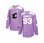 Men Adidas Calgary Flames #93 Sam Bennett Purple Authentic Fights Cancer Stitched NHL Jersey