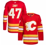 Men Calgary Flames #47 Connor Zary Red Stitched Jersey