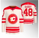 Men Calgary Flames #48 Dennis Gilbert 2023 Cream Heritage Classic Primegreen Stitched Jersey
