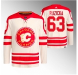 Men Calgary Flames #63 Adam Ruzicka 2023 Cream Heritage Classic Primegreen Stitched Jersey