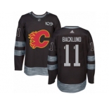 Men's Adidas Calgary Flames #11 Mikael Backlund Authentic Black 1917-2017 100th Anniversary NHL Jersey
