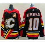 Men's Calgary Flames #10 Jonathan Huberdeau Black 2022 Reverse Retro Stitched Jersey
