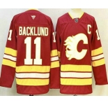 Men's Calgary Flames #11 Mikael Backlund Red Authentic Jersey