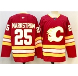 Men's Calgary Flames #25 Jacob Markstrom Red 2024-25 Home Stitched Hockey Jersey