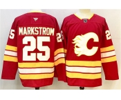 Men's Calgary Flames #25 Jacob Markstrom Red 2024-25 Home Stitched Hockey Jersey
