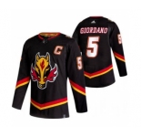 Men's Calgary Flames #5 Mark Giordano Black 2020-21 Reverse Retro Alternate Hockey Jersey