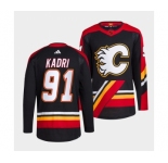 Men's Calgary Flames #91 Nazem Kadri Black 2022-23 Reverse Retro Stitched Jersey