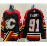 Men's Calgary Flames #91 Nazem Kadri Black 2022 Reverse Retro Stitched Jersey