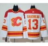 Men's Flames #13 Johnny Gaudreau White Authentic 2019 Heritage Classic Stitched Hockey Jersey