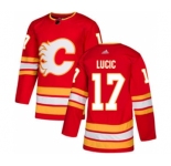 Men's Flames #17 Milan Lucic Red Alternate Authentic Stitched Hockey Jersey
