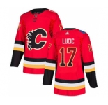 Men's Flames #17 Milan Lucic Red Home Authentic Drift Fashion Stitched Hockey Jersey