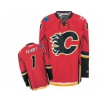 Men's Reebok Calgary Flames #1 Brian Elliott Authentic Red Home NHL Jersey