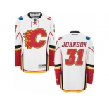 Men's Reebok Calgary Flames #31 Chad Johnson Authentic White Away NHL Jersey