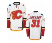 Men's Reebok Calgary Flames #31 Chad Johnson Authentic White Away NHL Jersey