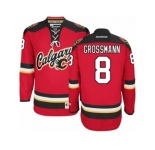 Men's Reebok Calgary Flames #8 Nicklas Grossmann Authentic Red New Third NHL Jersey