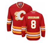 Men's Reebok Calgary Flames #8 Nicklas Grossmann Authentic Red Third NHL Jersey