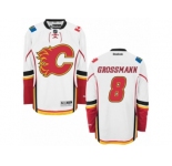 Men's Reebok Calgary Flames #8 Nicklas Grossmann Authentic White Away NHL Jersey