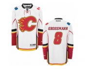 Men's Reebok Calgary Flames #8 Nicklas Grossmann Authentic White Away NHL Jersey
