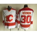 nhl jerseys calgary flames #30 vernon white[m&n]