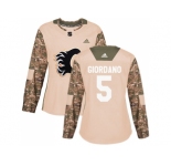 Women Adidas Calgary Flames #5 Mark Giordano Camo Authentic 2017 Veterans Day Stitched NHL Jersey
