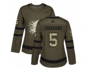 Women Adidas Calgary Flames #5 Mark Giordano Green Salute to Service Stitched NHL Jersey