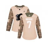 Women Adidas Calgary Flames #7 TJ Brodie Camo Authentic 2017 Veterans Day Stitched NHL Jersey