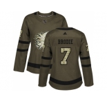 Women Adidas Calgary Flames #7 TJ Brodie Green Salute to Service Stitched NHL Jersey