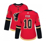 Women Calgary Flames #10 Derek Ryan Authentic Red Home Hockey Jersey