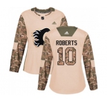 Women Calgary Flames #10 Gary Roberts Authentic Camo Veterans Day Practice Hockey Jersey