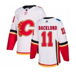 Women Calgary Flames #11 Mikael Backlund Authentic White Away Hockey Jersey